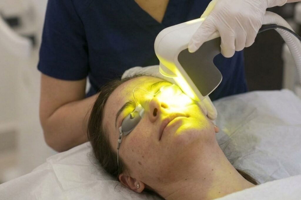 Dr Marija Bošković radi tretman Yellow laserom.